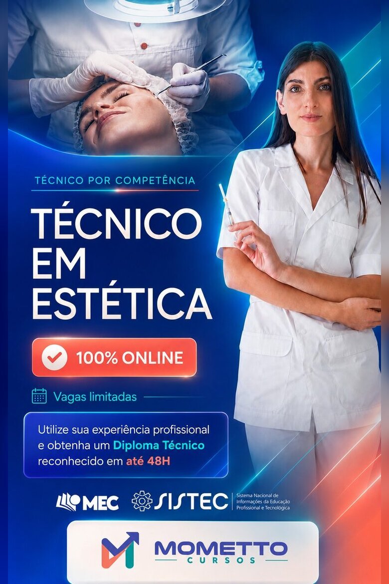 Curso Técnico em Estética por Competência — Mometto Cursos, reconhecido pelo MEC e SISTEC