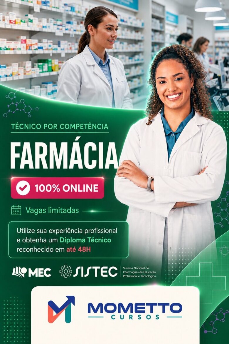 Curso Técnico em Farmácia por Competência — Mometto Cursos, reconhecido pelo MEC e SISTEC