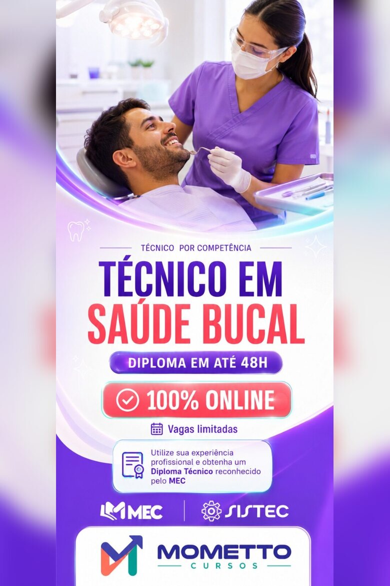 Curso Técnico em Saúde Bucal por Competência — Mometto Cursos, reconhecido pelo MEC e SISTEC