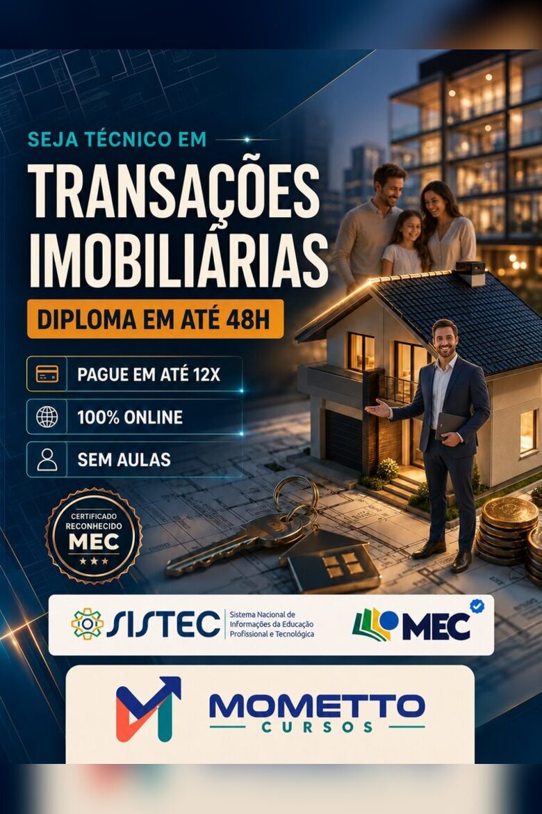 Curso Técnico em Transações Imobiliárias por Competência — Mometto Cursos, reconhecido pelo MEC e SISTEC