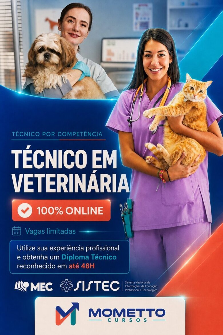 Curso Técnico em Veterinária por Competência — Mometto Cursos, reconhecido pelo MEC e SISTEC